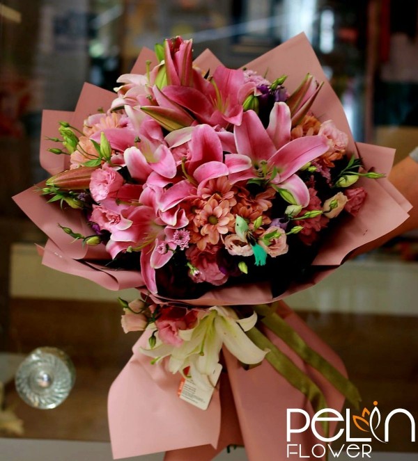 Pembe Lilyum Buketi ( Özel Dizayn Ürün )